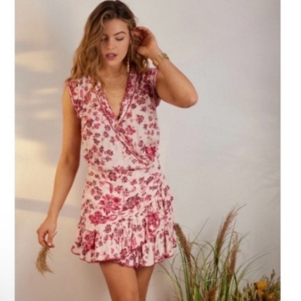 Poupette St. Barth Red Floral Mini Dress